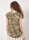 Graphic Animal Print Woven T-Shirt, Khaki, large