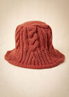 Cable Knit Bucket Hat, Red, large