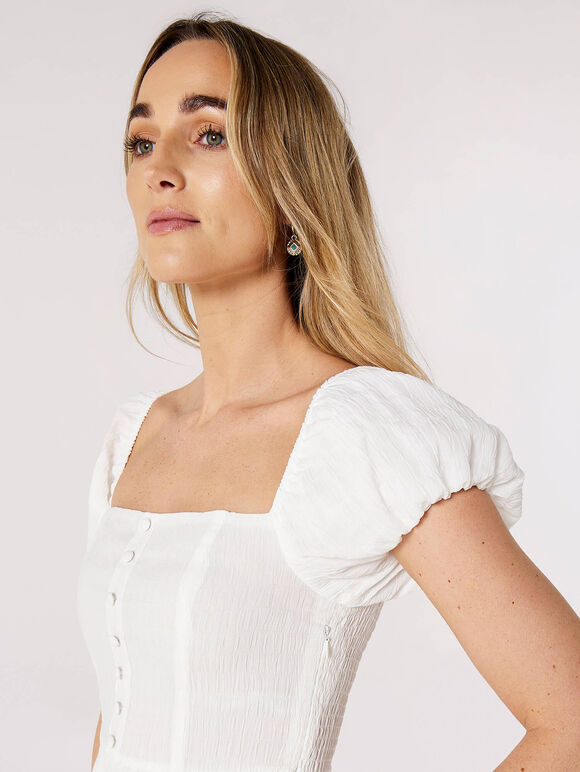 Self Check Midi Dress, White, large