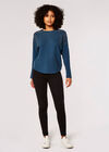 Stud Detail Batwing Jumper, Teal, large