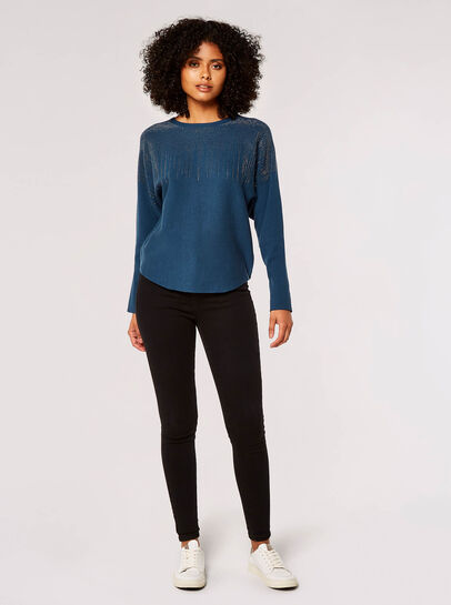 Stud Embellished Batwing Jumper
