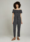 Navy Mosaic Floral Bardot Jumpsuit, Navy, large