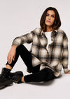 Plaid Oversized Shirt, Black, large