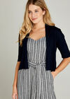 Button Sleeve Detail Knit Shrug, Navy, large