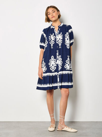 Baroque Print Shirt Mini Dress