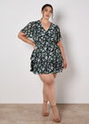 Watercolour Rose Tiered Mini Dress, Navy, large