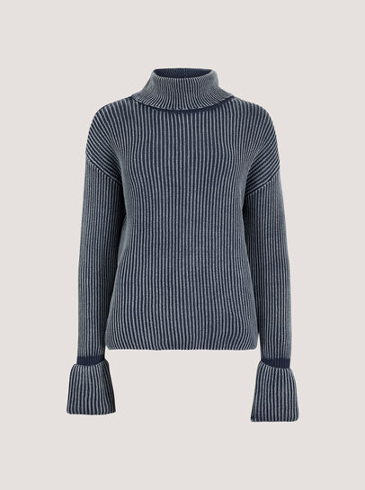 Roll Neck Ribbed Stonewashed Jumper