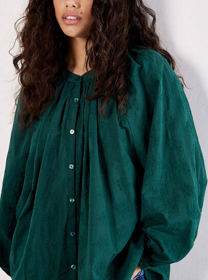 Floral Embroidered Cotton Shirt