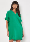 Textured Cotton Oversized T-Shirt Dress, Green, large