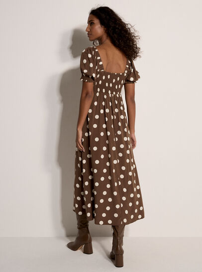Polka Dot Bow Detail Midi Dress