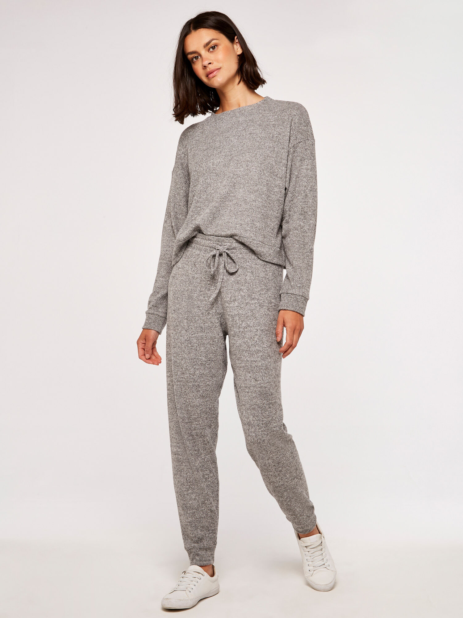 Grey rib knit joggers 2025