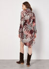 Patchwork Ikat Shirt Mini Dress, Burgundy, large
