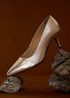 Leather Stiletto Heel Shoes, Silver, large