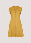 Ruffle Button-Down Mini Dress, Mustard, large