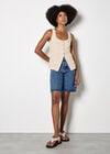 Button Down Woven Vest Top, Stone, large