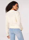 Waffle Knit Chunky Cardigan, Cream, large