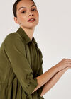 Tiered Shirt Dress, Green, large