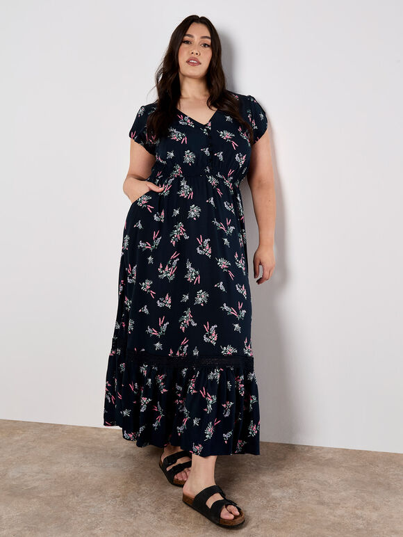 Botanical Bunches Maxi Dress, Navy, large