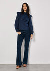 Embroidered Cotton Ruffle Blouse, Navy, large
