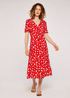 Falling Leaves Wrap Dress, Red, large