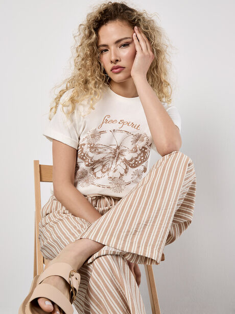 Wide Leg Stripe Trousers