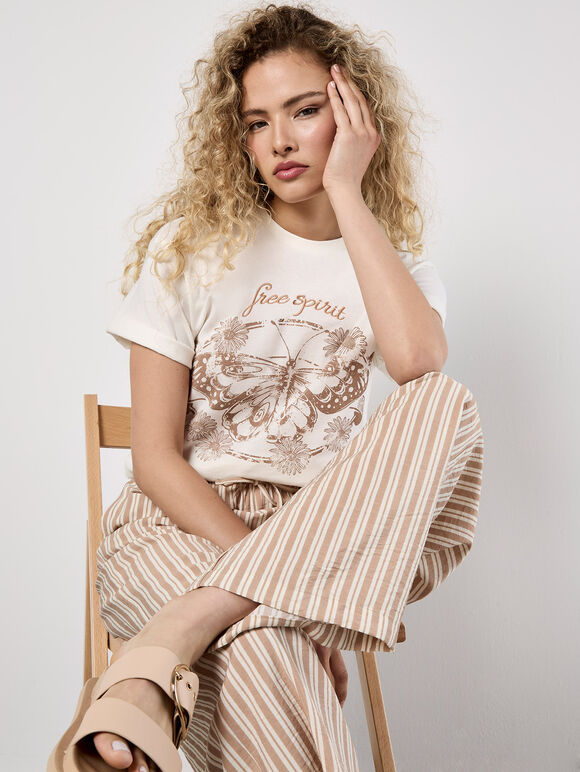 Wide Leg Stripe Trousers, Stone, large