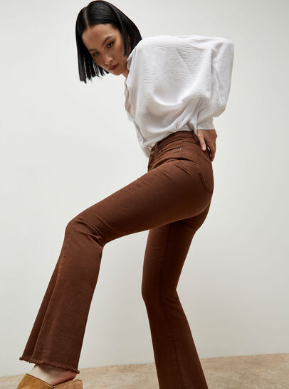 Raw Edge Flare Jeans