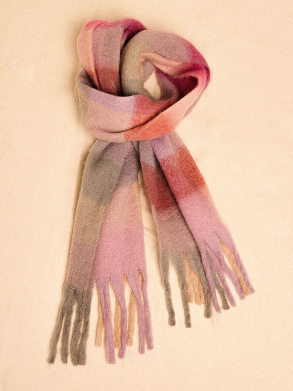 Pastel Check Colour Block Scarf, Assorted, large