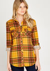 Yellow Retro Plaid Shirt, Mustard, large