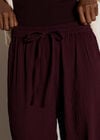 Crinkle-Textured Wide-Leg Joggers, Burgundy, large
