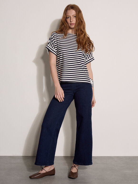 Soft Jersey Stripe T-Shirt, Navy, large