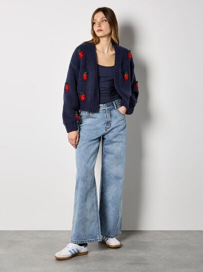 Chunky Knit Strawberry Cardigan