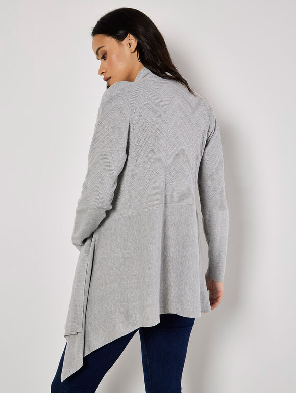 Chevron Waterfall Cardigan, Grey, large