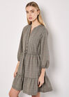 Heritage Check Ruffle Hem Mini Dress, Grey, large