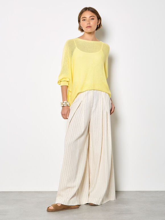 Lightweight Knit Oversized Batwing Top, Yellow, large