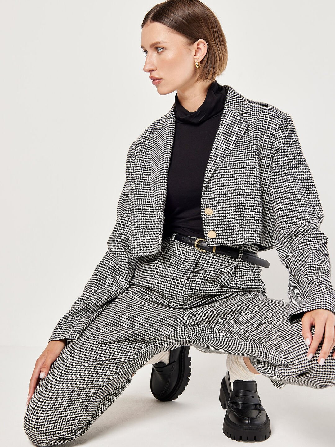 Image of Dogtooth Paperbag Trousers