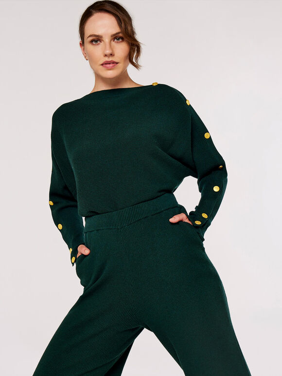  Button Detail Jumper, Green, large