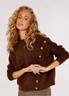 Asymmetric Button Jumper, Brown, large