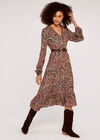 Paisley Midi Dress, Burgundy, large