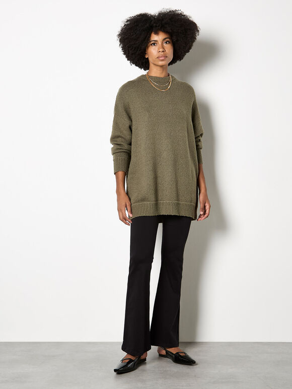 Oversized Jumper Tunic, Khaki, large