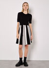 Monochrome Stripe Knitted Mini Dress, Black, large
