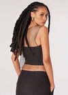 Rhinestone Mesh Tank Top, Black, large