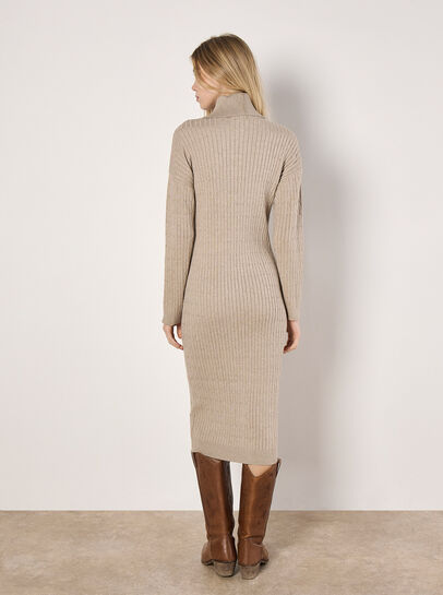Roll Neck Kntted Midi Dress