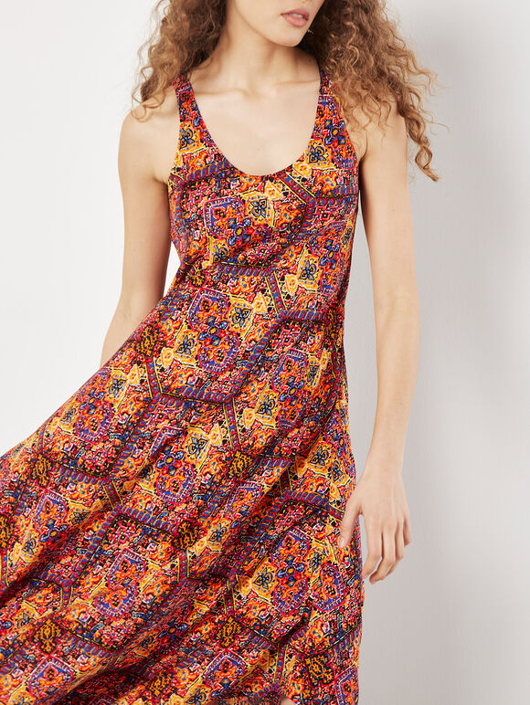 Hexagon Mandala Midi Dress, Yellow, large