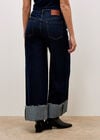 Ikeda Straight Leg Turn Up Jeans, Navy, large