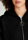 Boucle Borg Zip Through Cape, Black, large