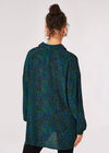 Oversized Animal Print Shirt, Blue, large