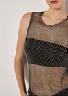 Diamante Mesh Sleeveless Top, Black, large