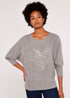 Heart Batwing Jumper, Grey, large