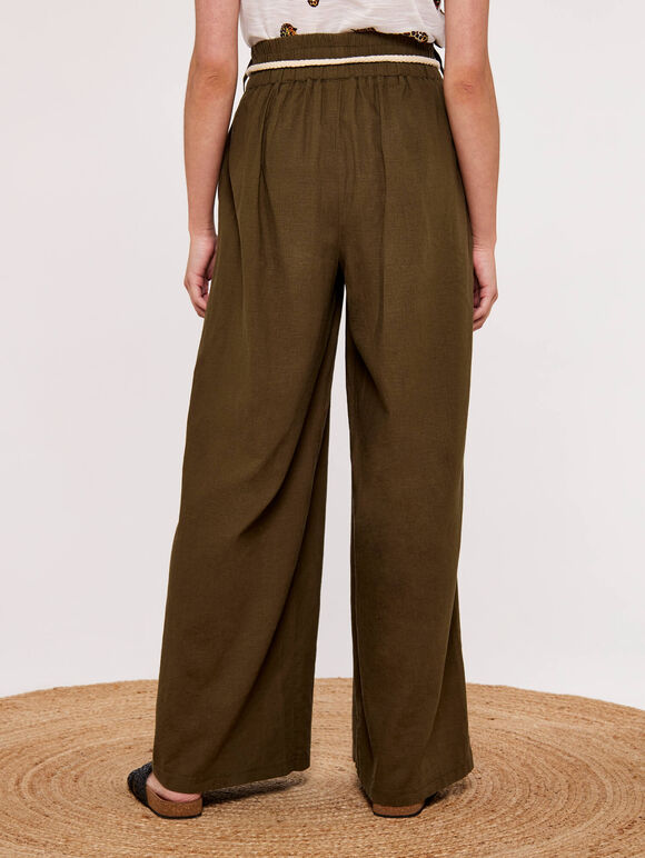 Classic Waist Palazzo Trouser, Khaki, large